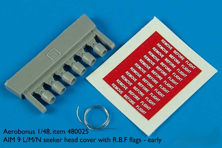 Aerobonus 480025 1/48 AIM9 L/M/N Seeker Head Cover Early w/RBF Flags