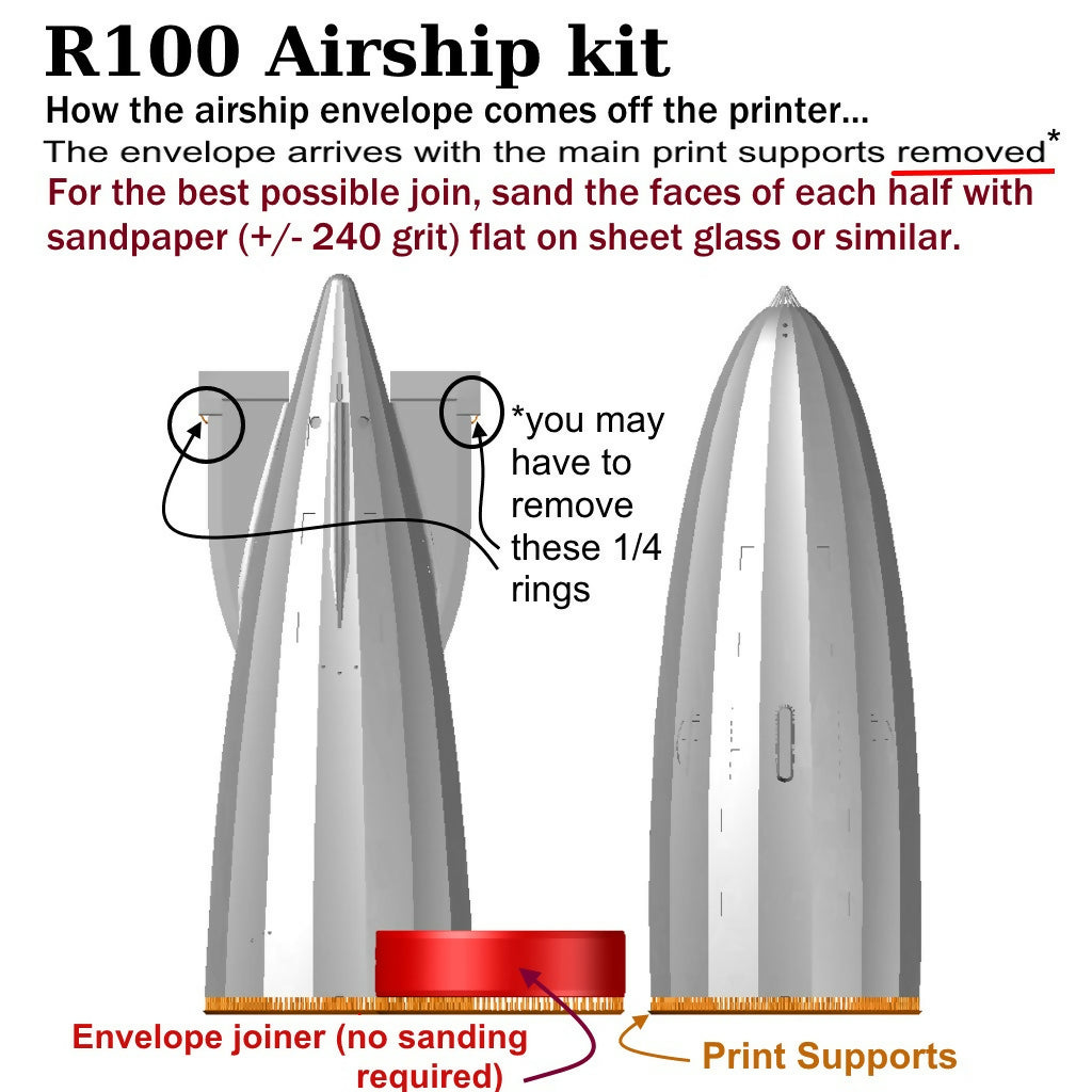 R100 Airship kit in 1:600 or 1:700 scale with Display Stand and Decals