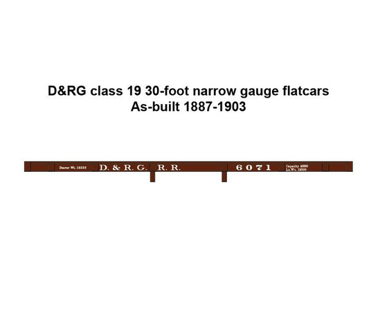 Denver & Rio Grande Class 19 Narrow Gauge Flatcars - As-built 1887-1903
