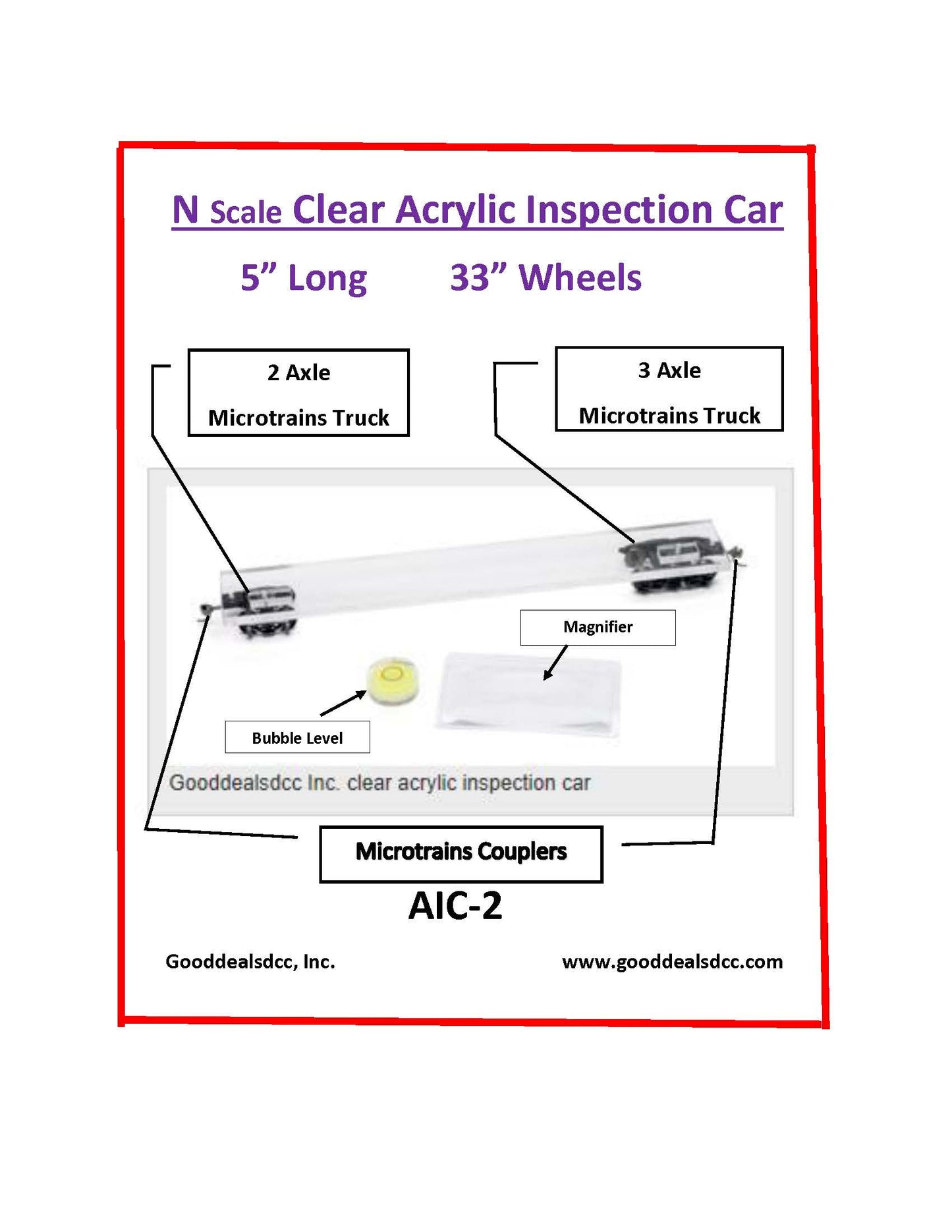 aic-2 N Scale Acrylic Inspection Car