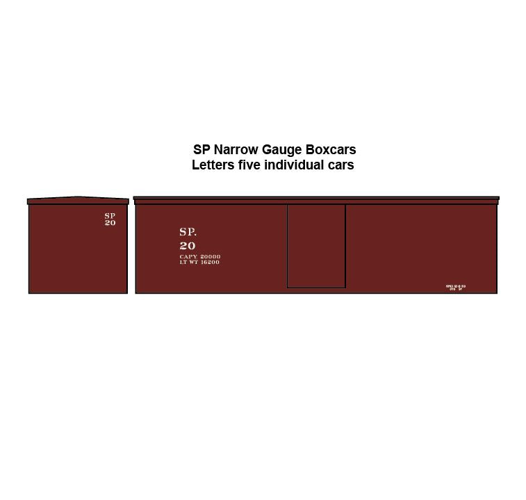 GBC-B034 SP Narrow Gauge Boxcar Decals - Simple Lettering - HOn3, Sn3, On3