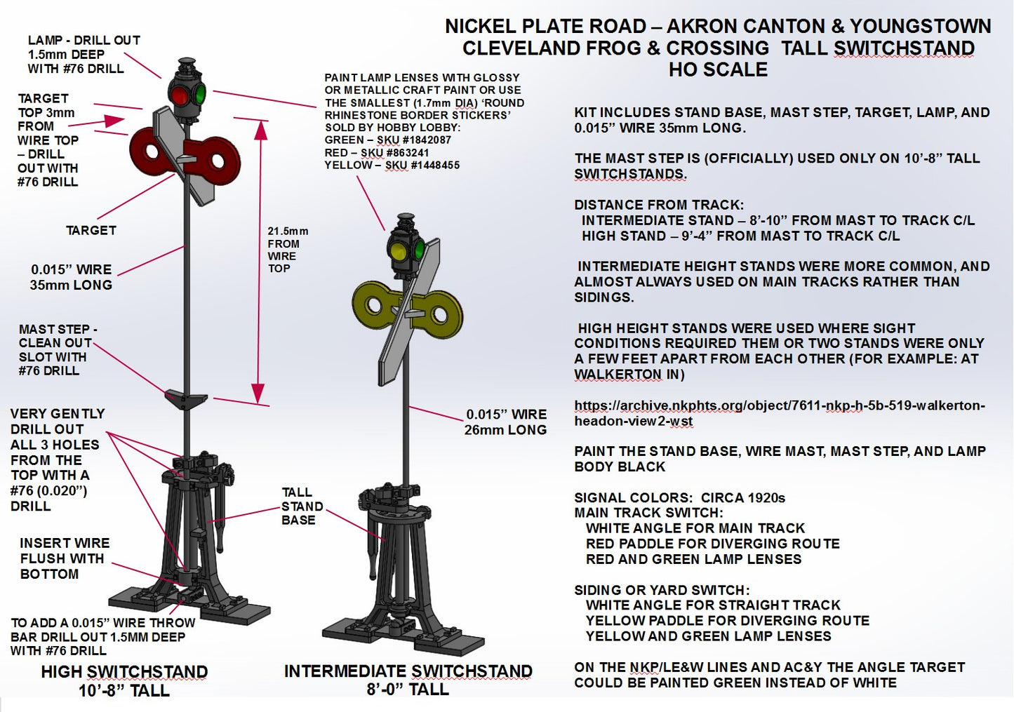 NKP-AC&Y Tall CF&C Switchstand HO scale - RH Handle