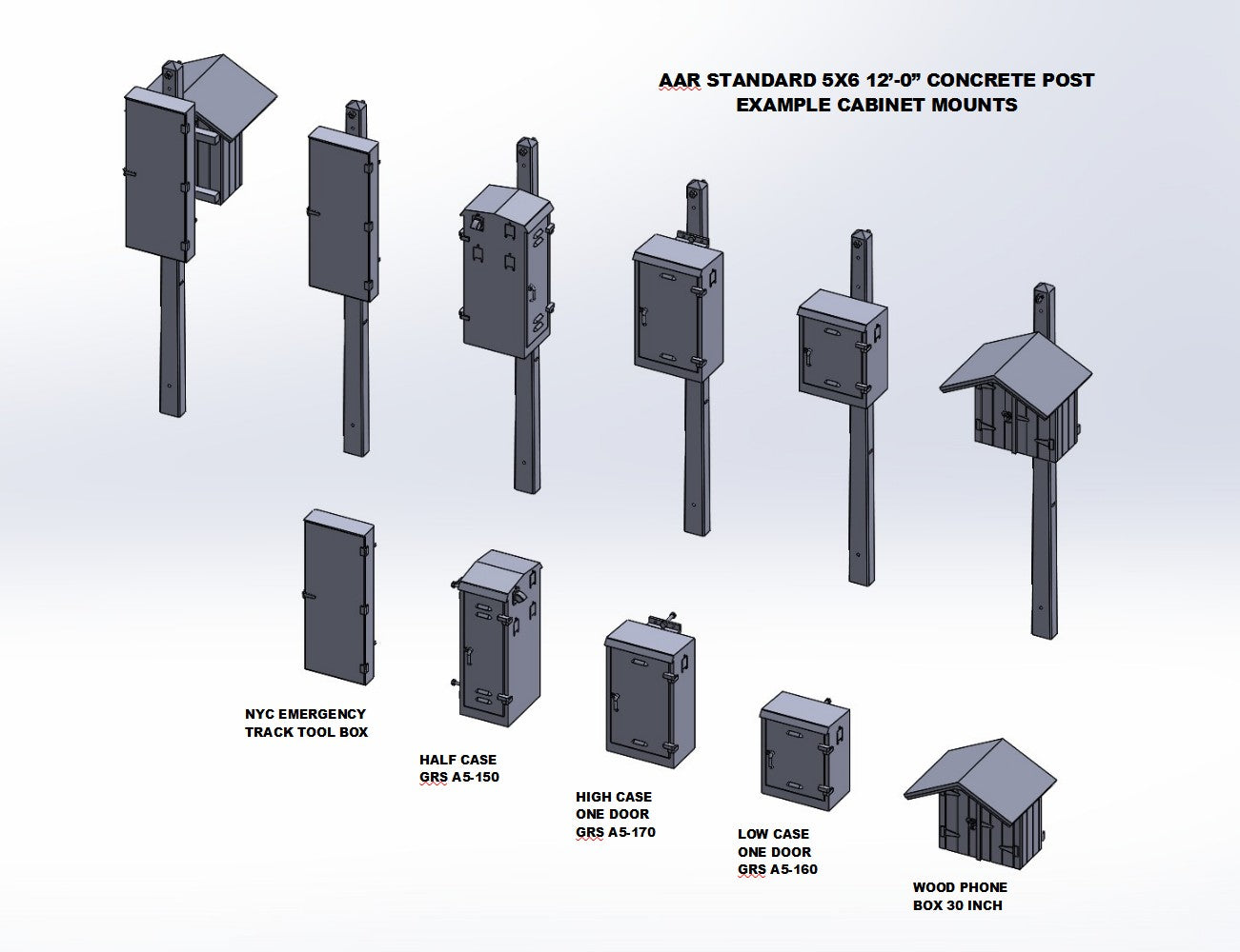 Concrete Post 5x6 AAR Standard 14'-6" Tall S Scale 2pcs