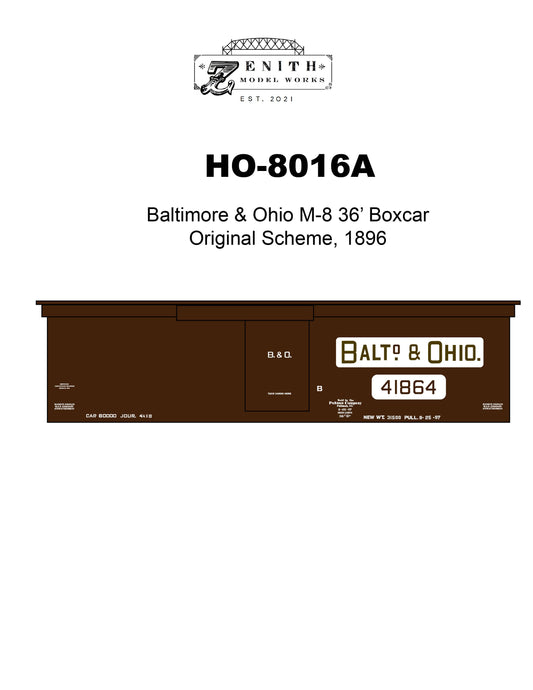 8016 - Baltimore and Ohio M-8 Boxcar Decals