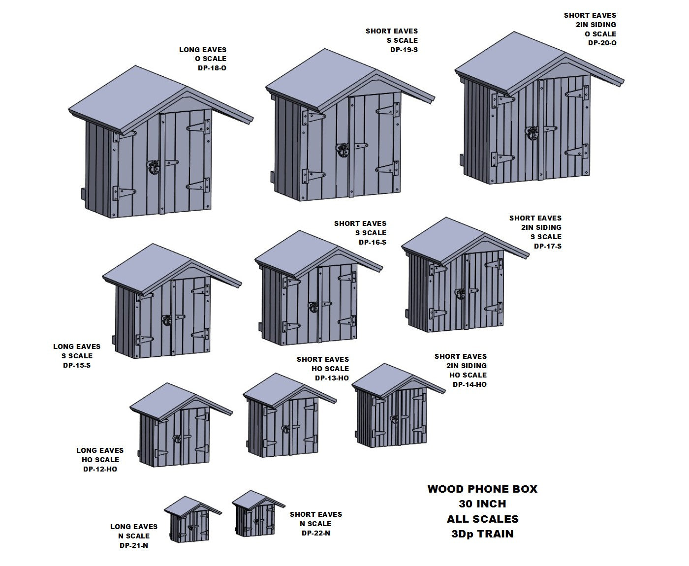Wood Phone Box 30in - Long Eave 4pcs N Scale