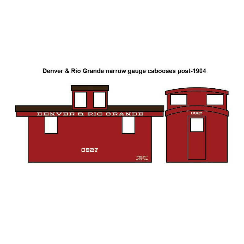 Denver & Rio Grande Narrow Gauge Cabooses 1904-1921 Decal Set Hon3, Sn3, On30, On3