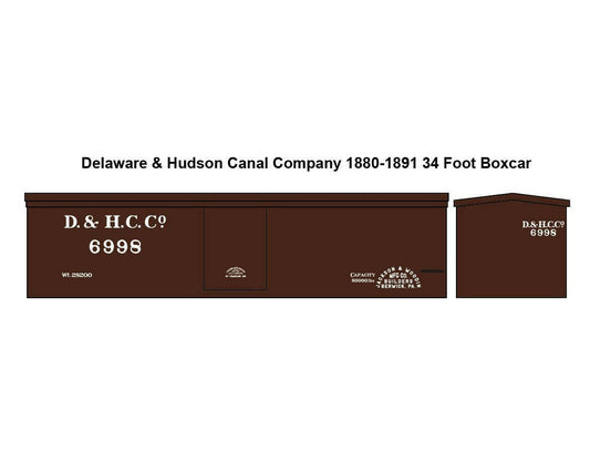 Delaware & Hudson Canal Co. 1880s 34 Foot Boxcar Decal Set HO