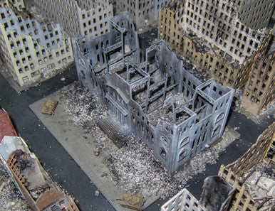 6mm WWII Government Building, Ruined (Matboard) - 285CSS034-1