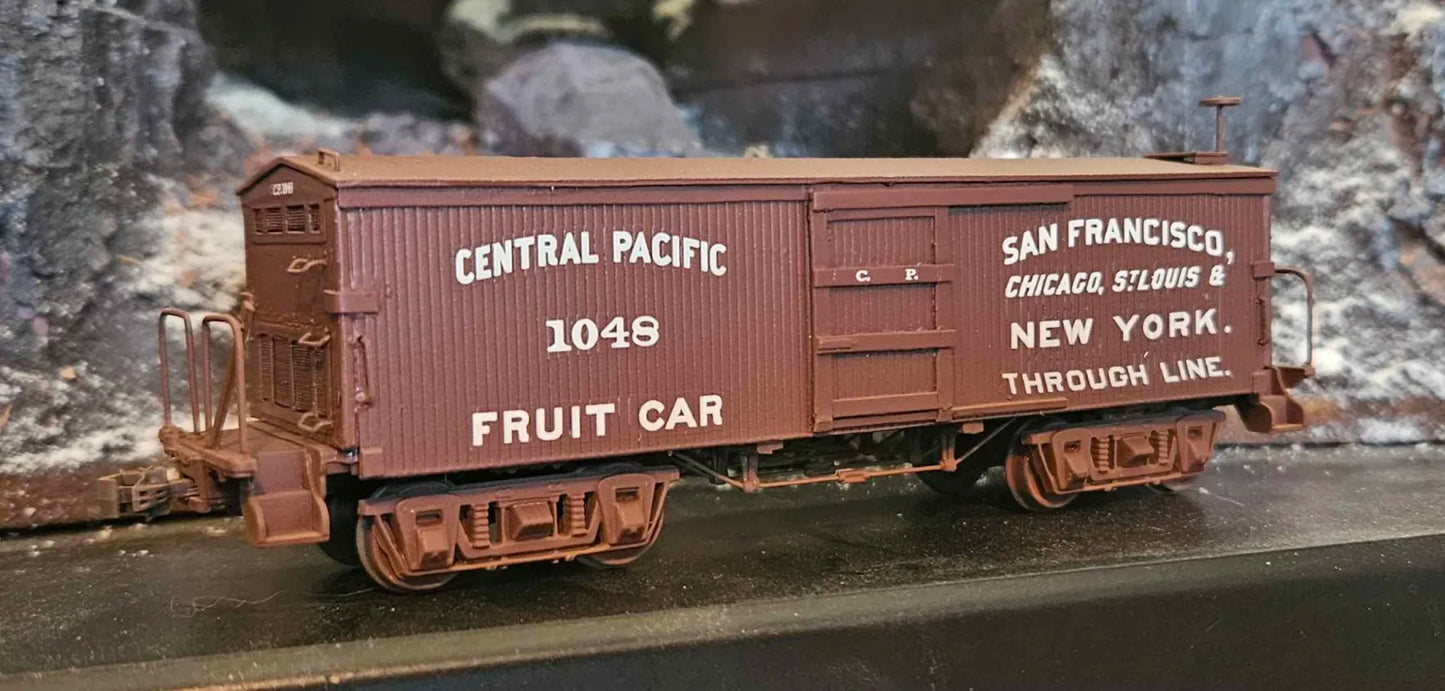 Central Pacific 1880s 34' Standard Fruit Car Lettering