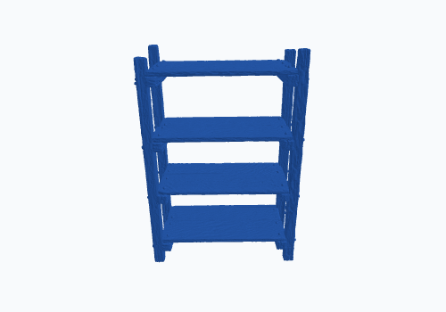 3D view of Wood Book Shelf - 4