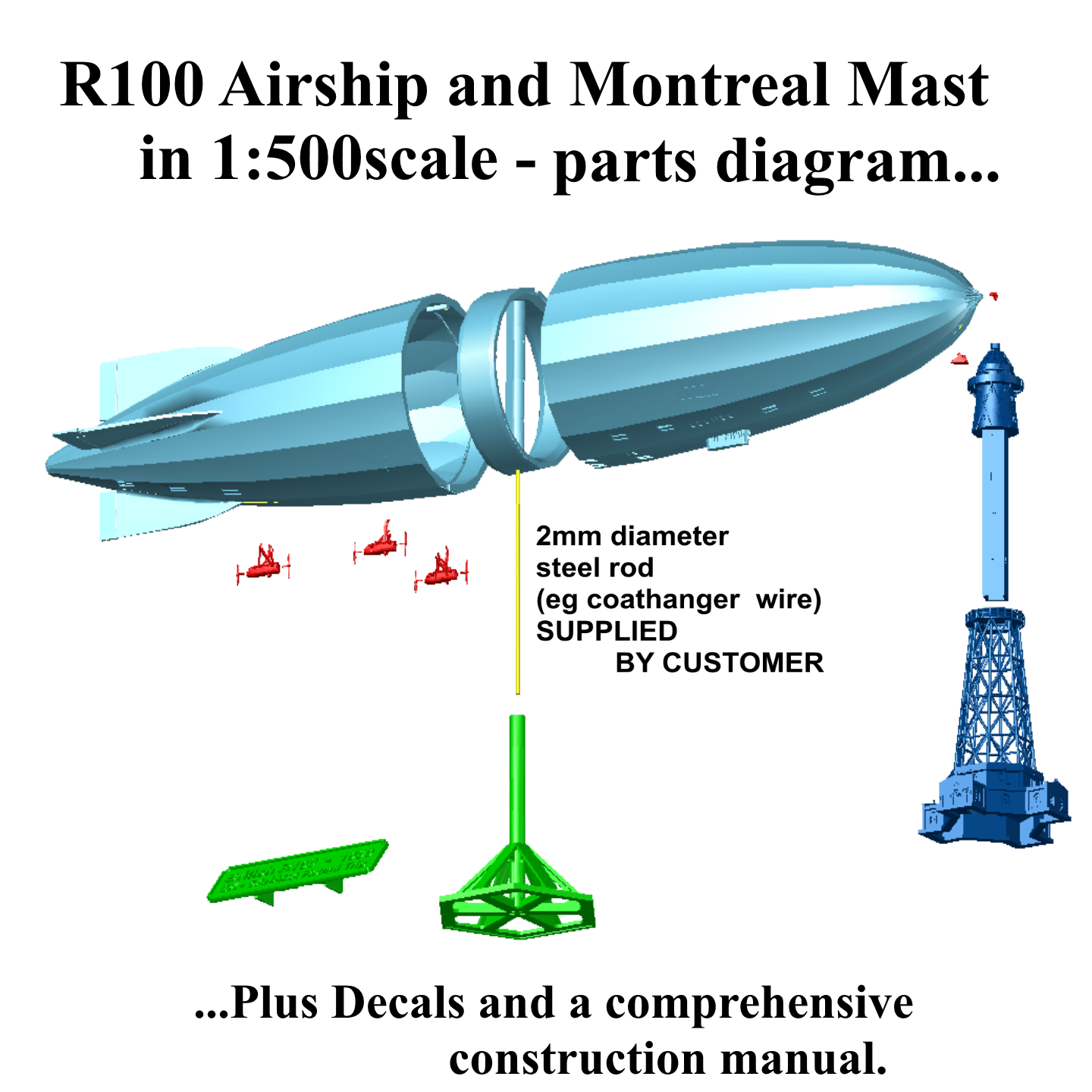 R100 Airship at the Montreal Mast, 1:500 scale