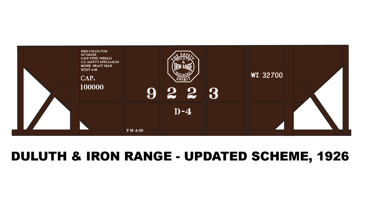 Duluth & Iron Range D-4 Ore Car Decals, 1906-1938