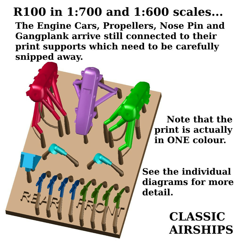 R100 Airship kit in 1:600 or 1:700 scale with Display Stand and Decals