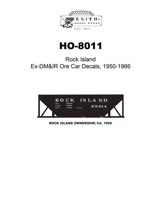 Rock Island 22' Ore Car Decals, 1950-1966