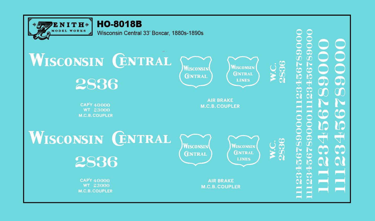 8018 - Wisconsin Central 33' Boxcar Decals