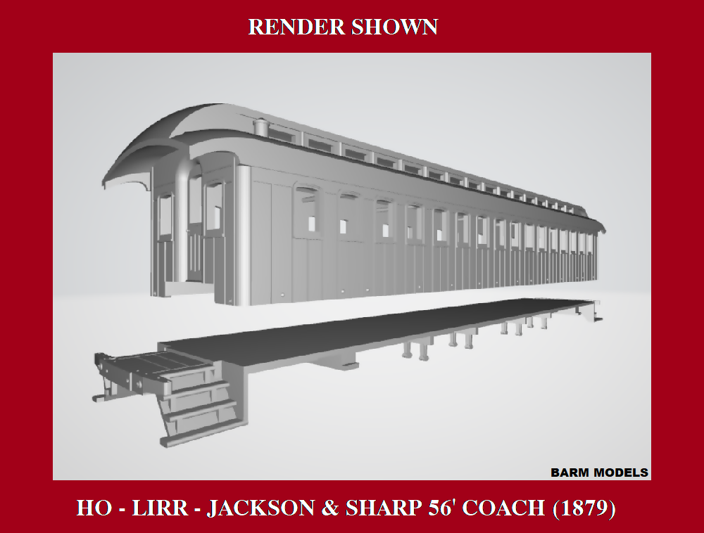 HO - LIRR Jackson & Sharp 56' Coach (1879)