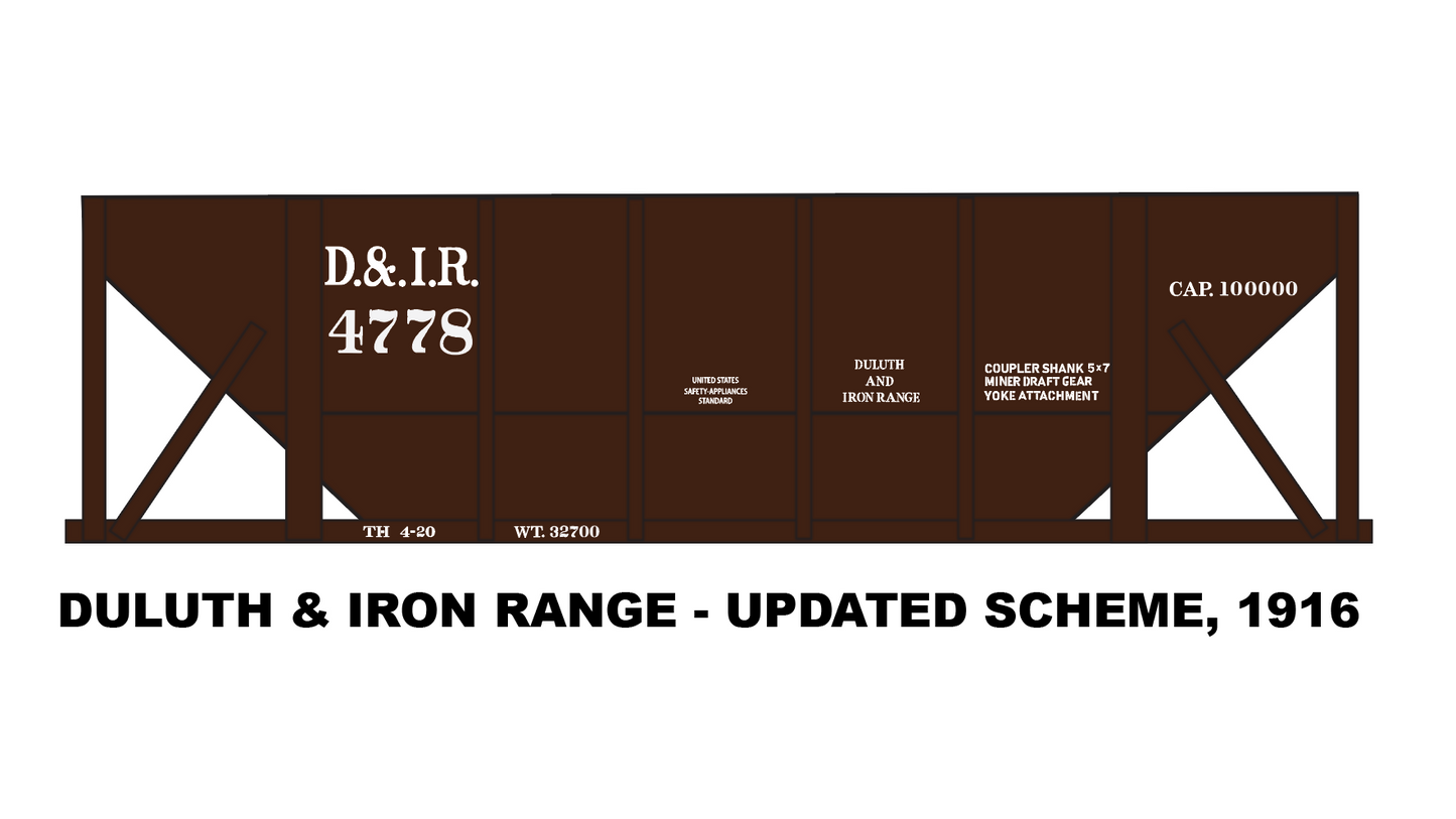 Duluth & Iron Range D-4 Ore Car Decals, 1906-1938