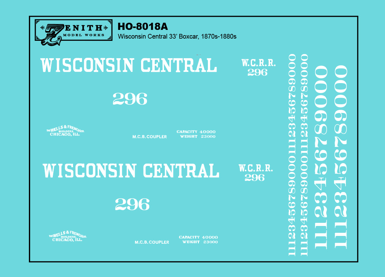 8018 - Wisconsin Central 33' Boxcar Decals