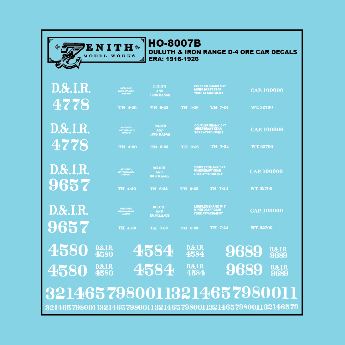Duluth & Iron Range D-4 Ore Car Decals, 1906-1938