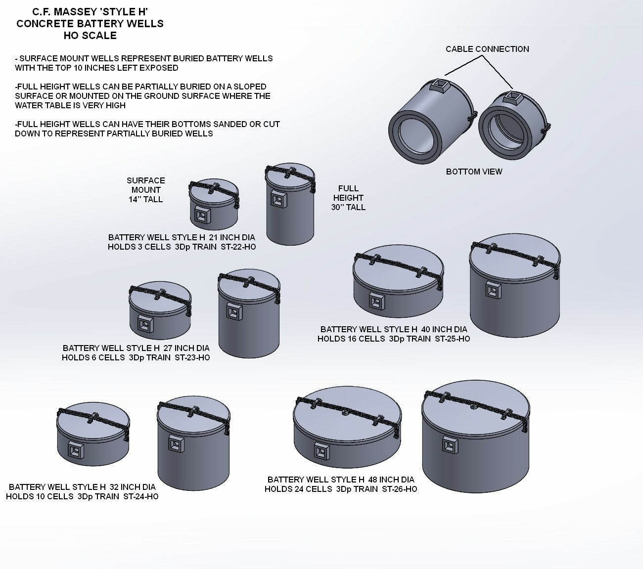 Massey H Round HO Battery Wells ALL