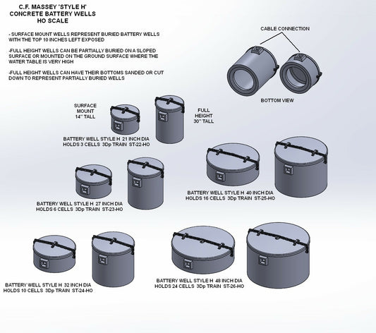 Massey H Round HO Battery Wells ALL