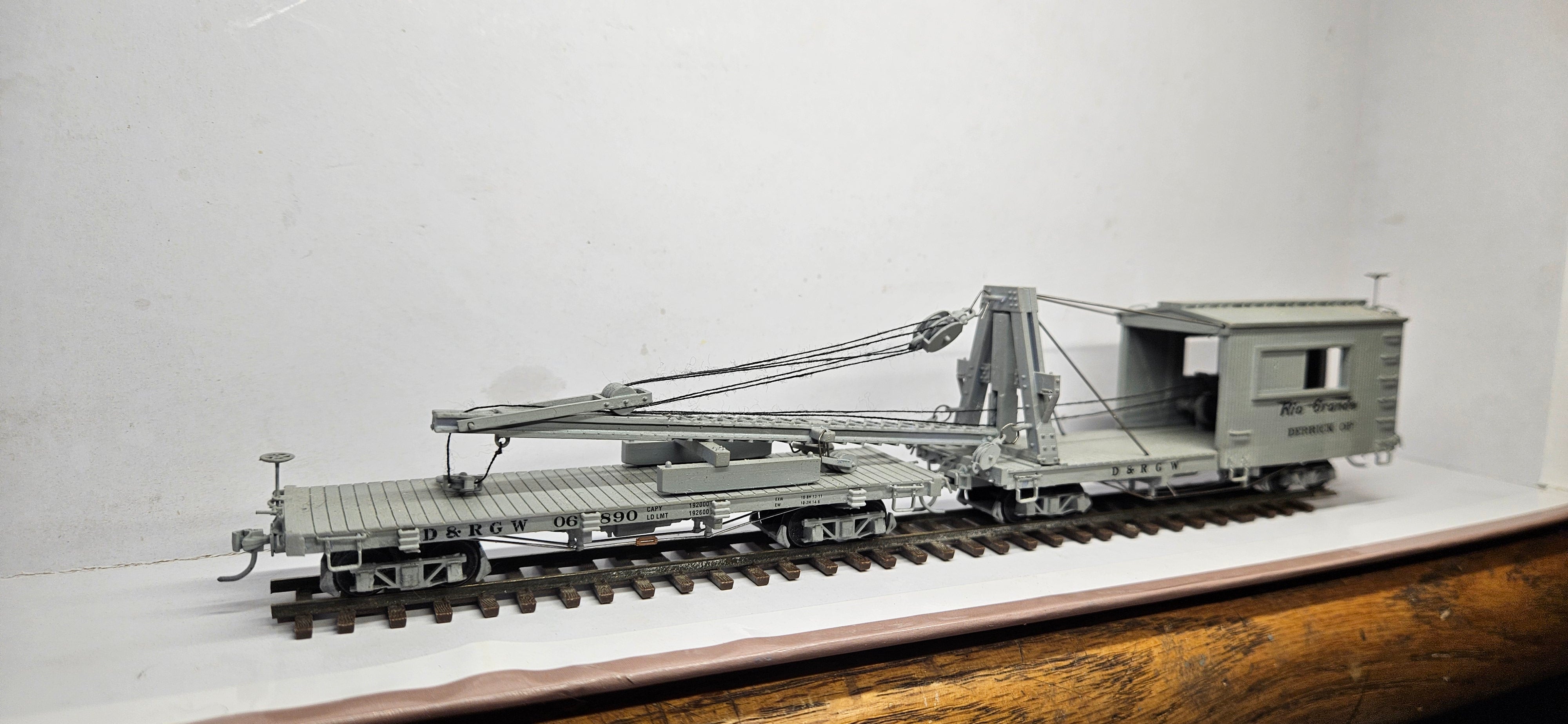 HOn3 D&RGW Derrick OP and Idler Car Kit – 3Dp Train