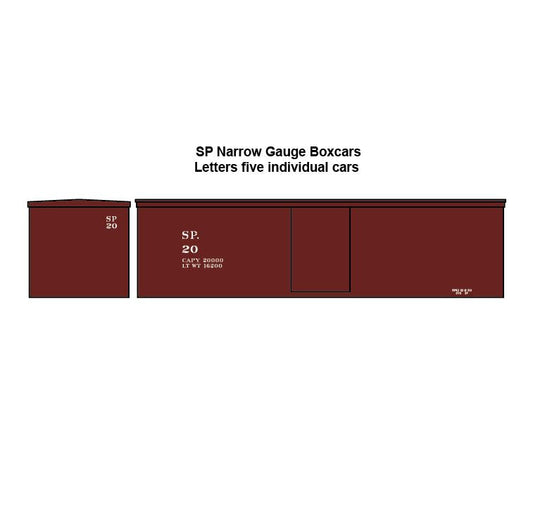 GBC-B034 SP Narrow Gauge Boxcar Decals - Simple Lettering - HOn3, Sn3, On3