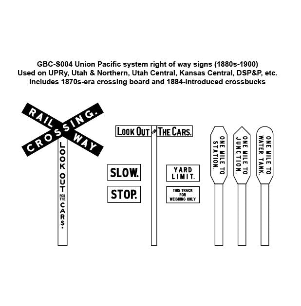 GBC-S004 Union Pacific System 19th Century Right of Way Sign Decals