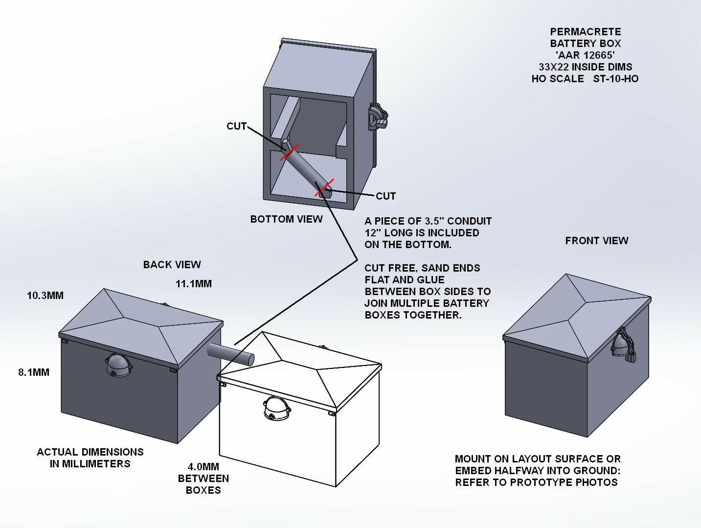 Battery Box AAR 12665 33x22 kit