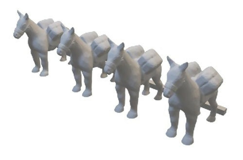 HO Scale Pack Donkeys