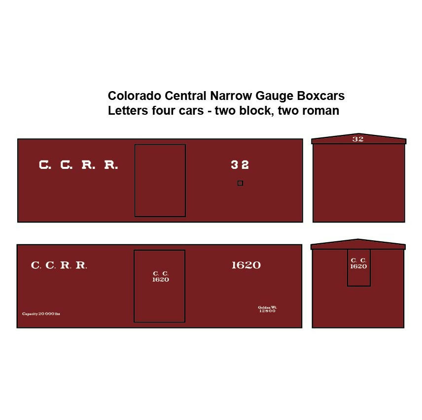 Colorado Central Railroad Narrow Gauge Boxcars - HOn3, Sn3, On3