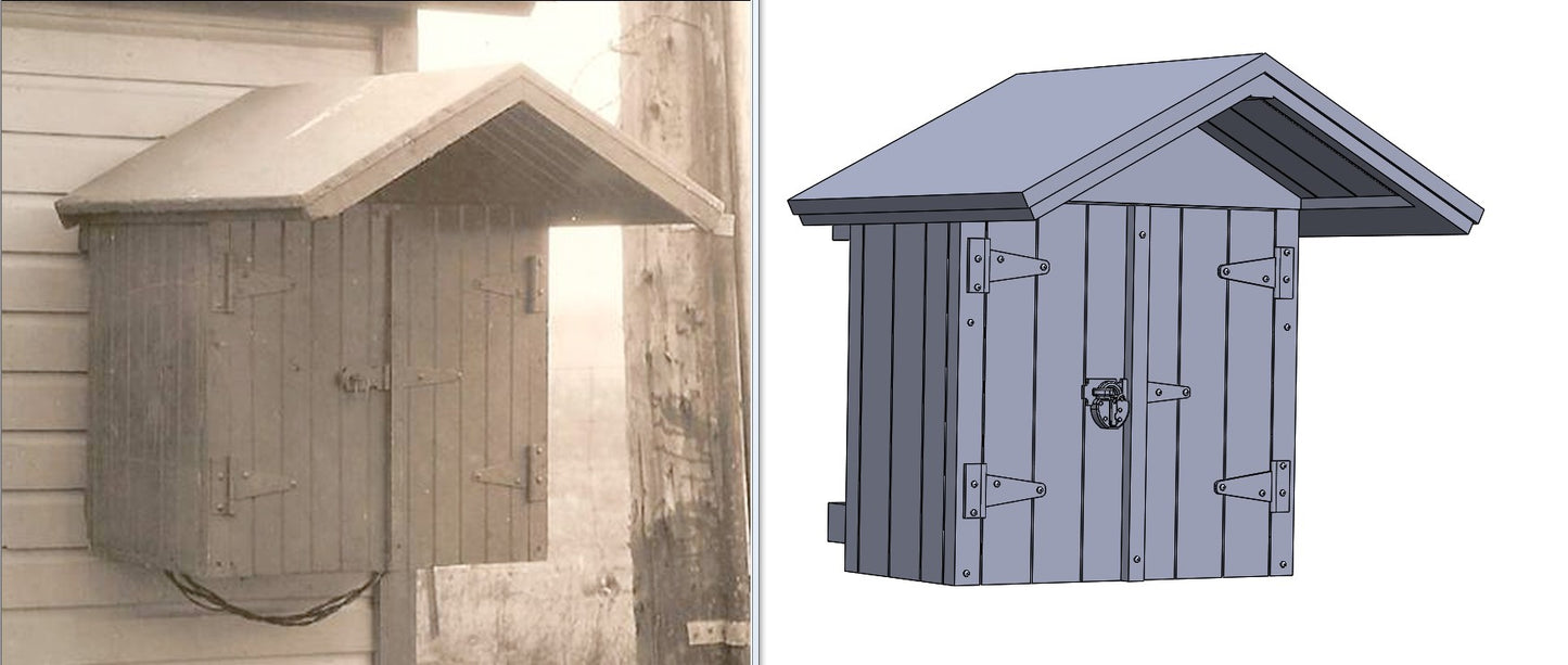 Wood Phone Box 30in - Long Eave 1pc O Scale