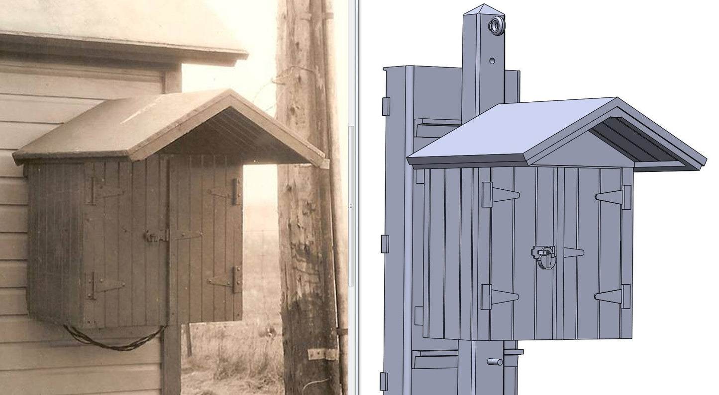 HO scale Wood Phone Box 30in Long Eave 2pcs GWMT-DP12-HO