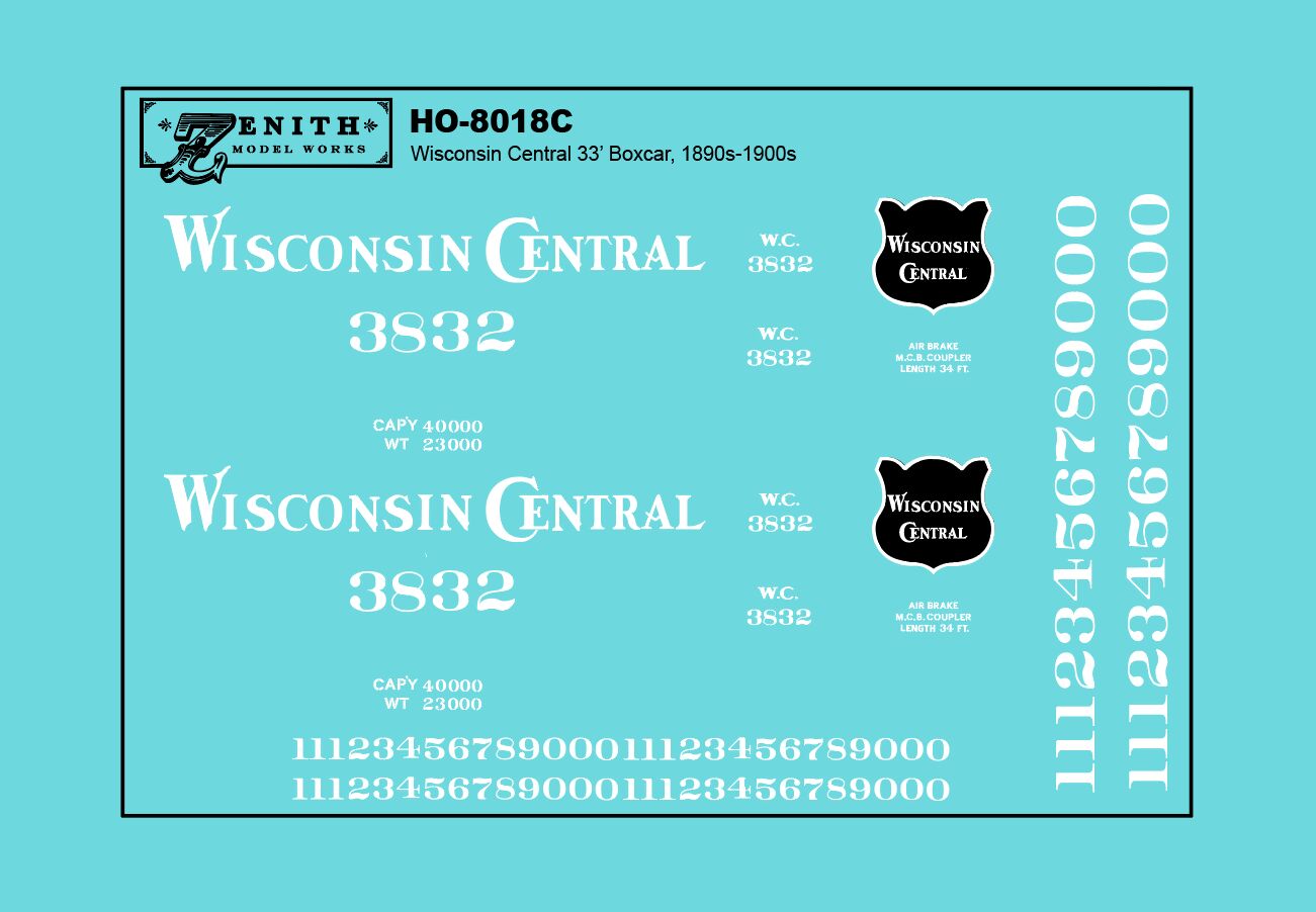 8018 - Wisconsin Central 33' Boxcar Decals