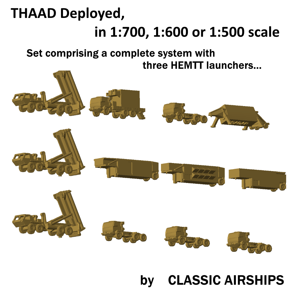 THAAD missile interception system in 1:700, 1:600 or 1:500 scale