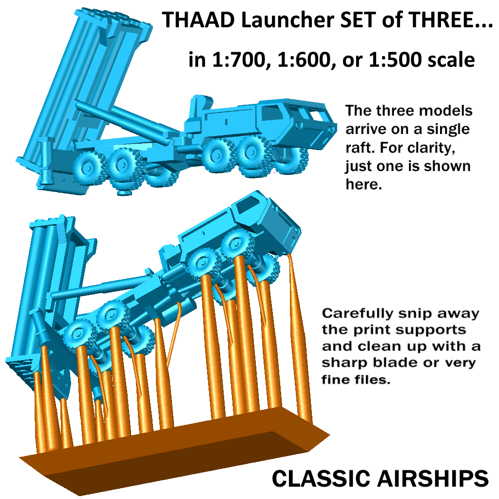 THAAD launcher vehicle, set of 3 in 1:700 or 1:600 scale