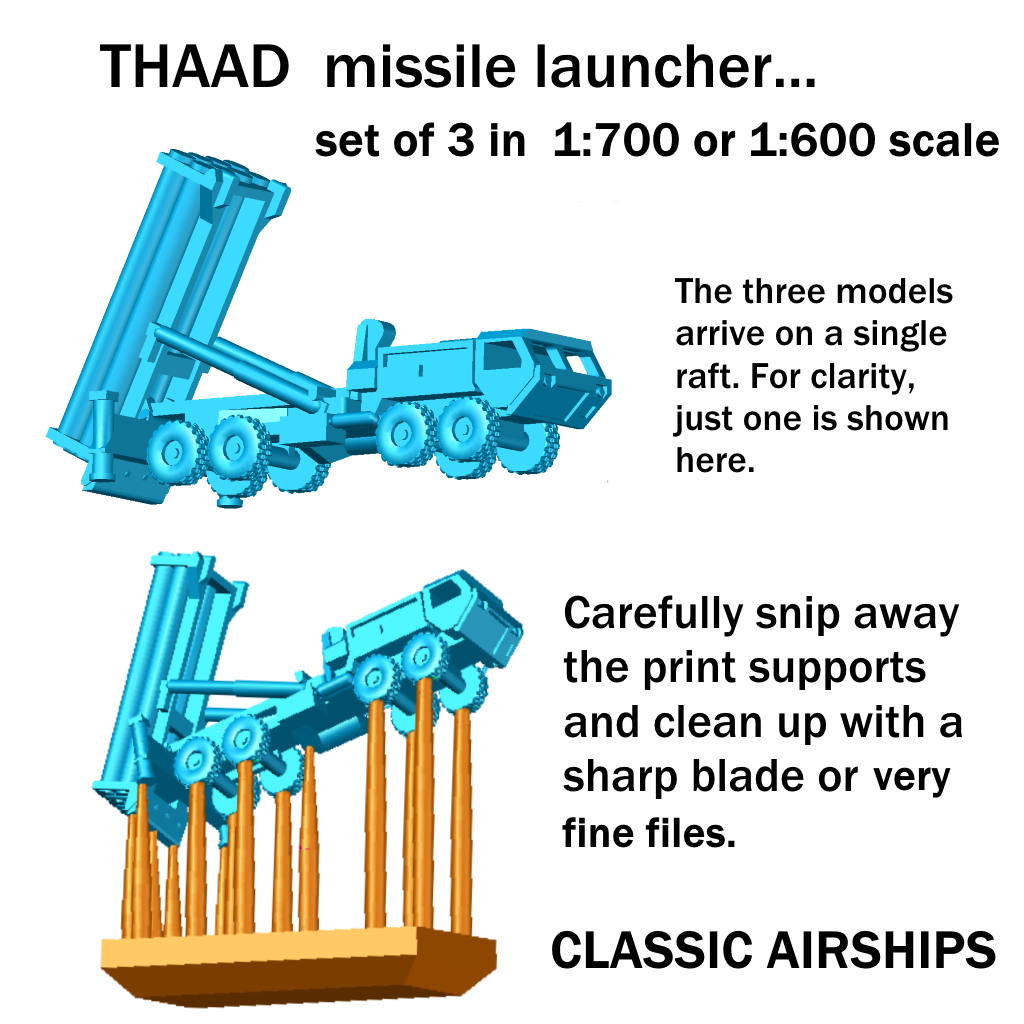 THAAD launcher vehicle, set of 3 in 1:700 or 1:600 scale