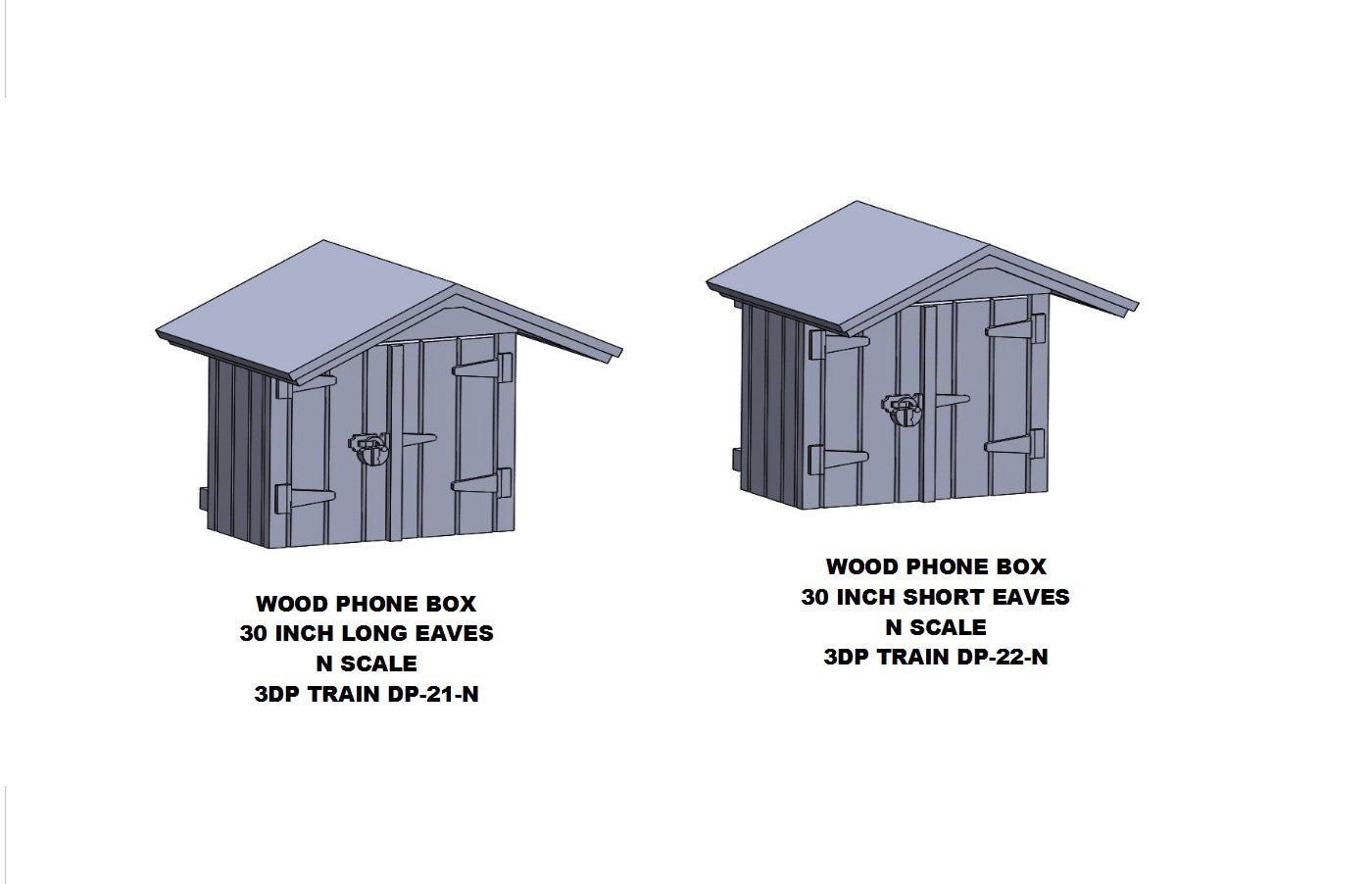Wood Phone Box 30in - Short Eave 4pcs N Scale