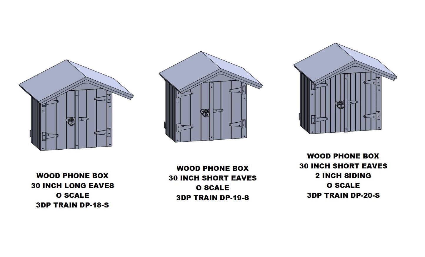 Wood Phone Box 30in - Short Eave w/2in Siding 1pc O Scale