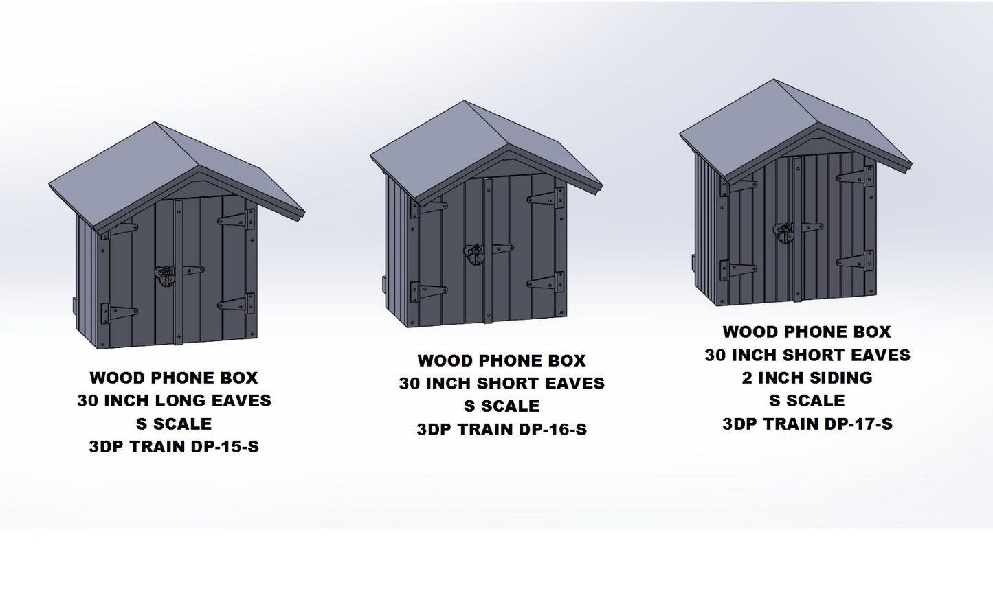 Wood Phone Box 30in - Short Eave 2in Siding 2pcs S Scale