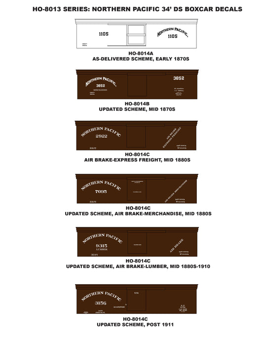 HO-8014 Series - Northern Pacific 33' DS Boxcar Decals