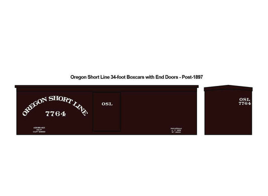 Oregon Short Line 34-foot Boxcars Post-1897 Decal Set HO