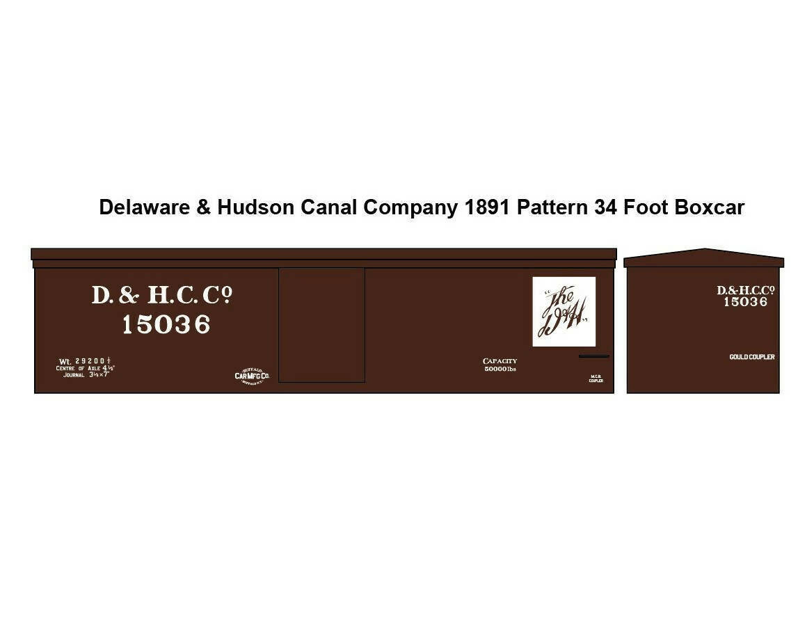 Delaware & Hudson Canal Company 1891 Pattern 34 Foot Boxcar Decal Set HO