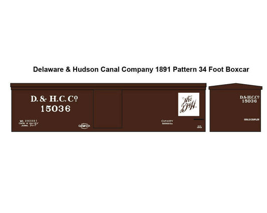 Delaware & Hudson Canal Company 1891 Pattern 34 Foot Boxcar Decal Set HO