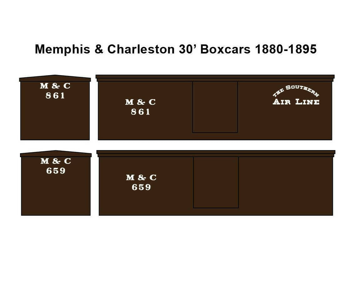 Memphis & Charleston Boxcars 1880-1895 Decal Set HO, O