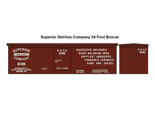Superior Detritus Company Private Owner Boxcar HO Scale Decal Set HO