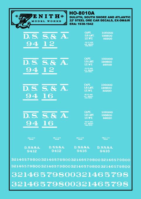Ore Decal Duluth, South Shore and Atlantic 22' Ore Car Decals, 1940s-1960s – 3Dp ...